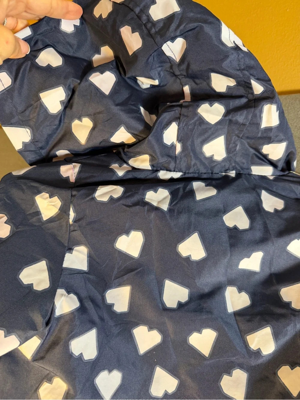 Carter's Navy Heart-Print Hooded Raincoat with Pink Lining